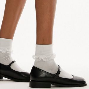 Topshop Anna square toe Mary Jane shoes in Black